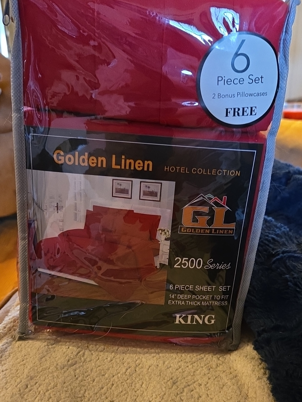 No Bundling On Sheets Due To Weight Golden Linen 6-Piece King Sheet Set in Red